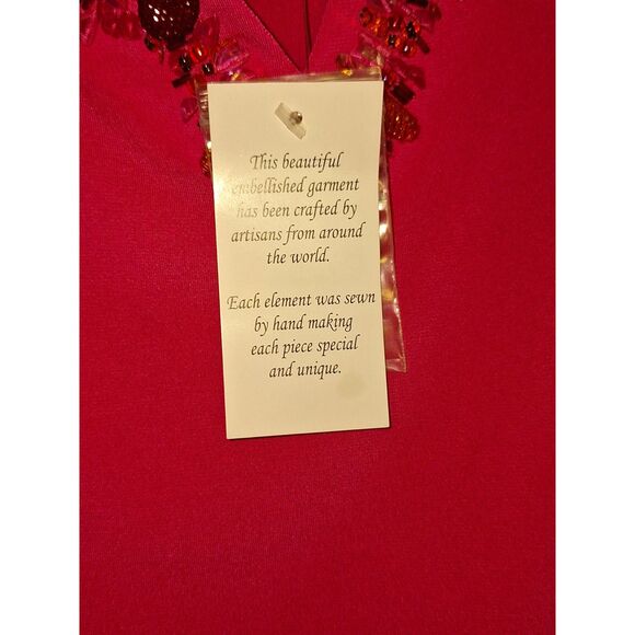 A Susan Graver Style Artisan Women's Top Beaded Pink Evening Office Siren 1X NWT - Picture 3 of 12